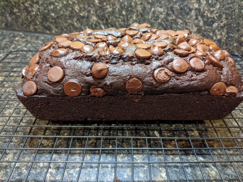 Loaf of chocolate banana bread