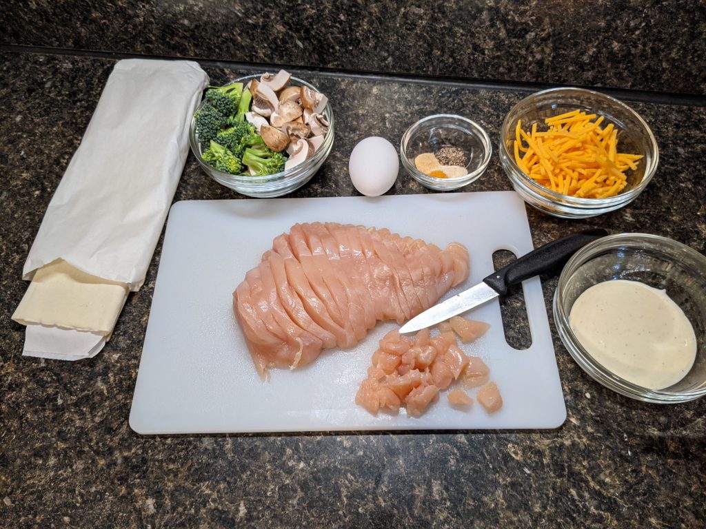 Ingredients for chicken pastries.